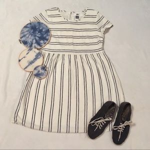 Blue & White Striped Linen Dress